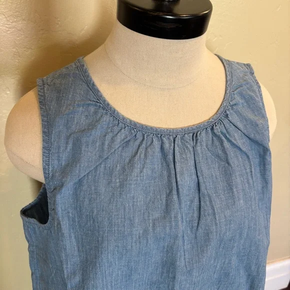 J Crew Swingy Tank in Chambray Blue Buoy Wash Cotton Linen Size Medium - Picture 3 of 11